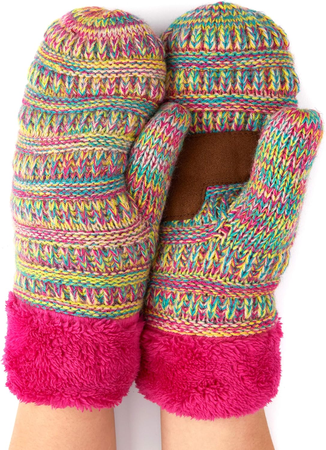 CC Exclusives Women Ribbed Knit Warm Winter Gloves Mittens (MT816