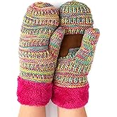 C.C Women Thick Faux Fur - Sherpa Fleece Lined Warm Winter Mittens