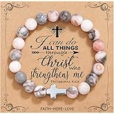 QWNHONEY Christian Gifts for Women Cross Beads Bracelet Catholic Religious Mothers Day Birthday Christmas Gifts for Women Mother Daughter Sister Girlfriend Grandma Wife