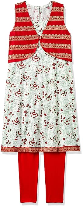 Girls' A-Line Regular Fit Cotton Salwar Suit Set