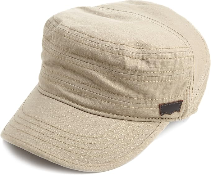 khaki military hat
