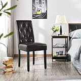 Yaheetech Dining Chairs Set of 2 Modern Faux Leather Brown with Rubberwood Legs view 2