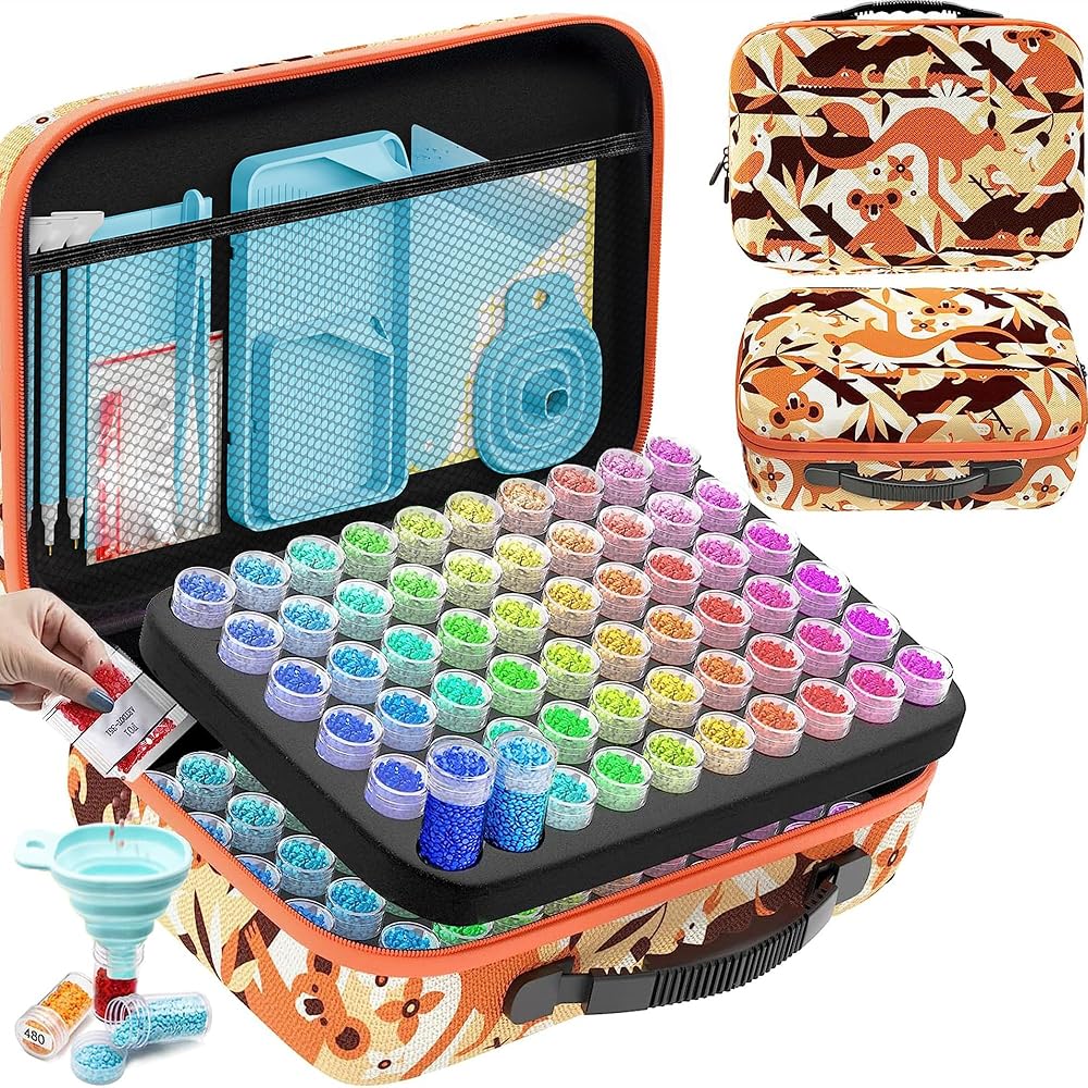 ARTDOT 5D Diamond Art Storage Boxes 120 Slots 162pcs Accessories Kit Orange