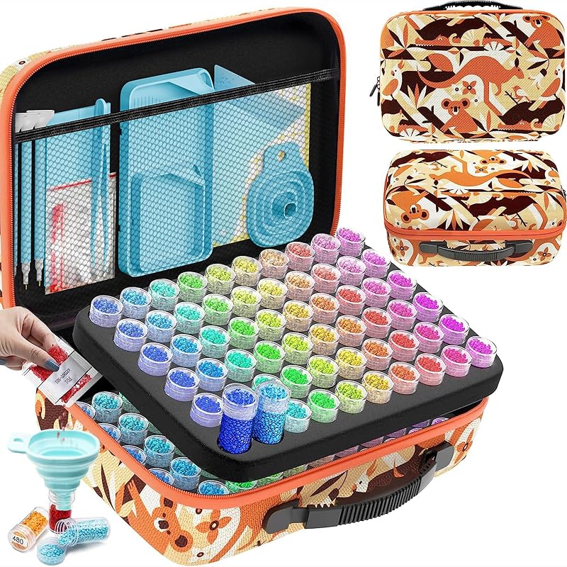 ARTDOT 5D Diamond Art Storage Boxes 120 Slots 162pcs Accessories Kit Orange