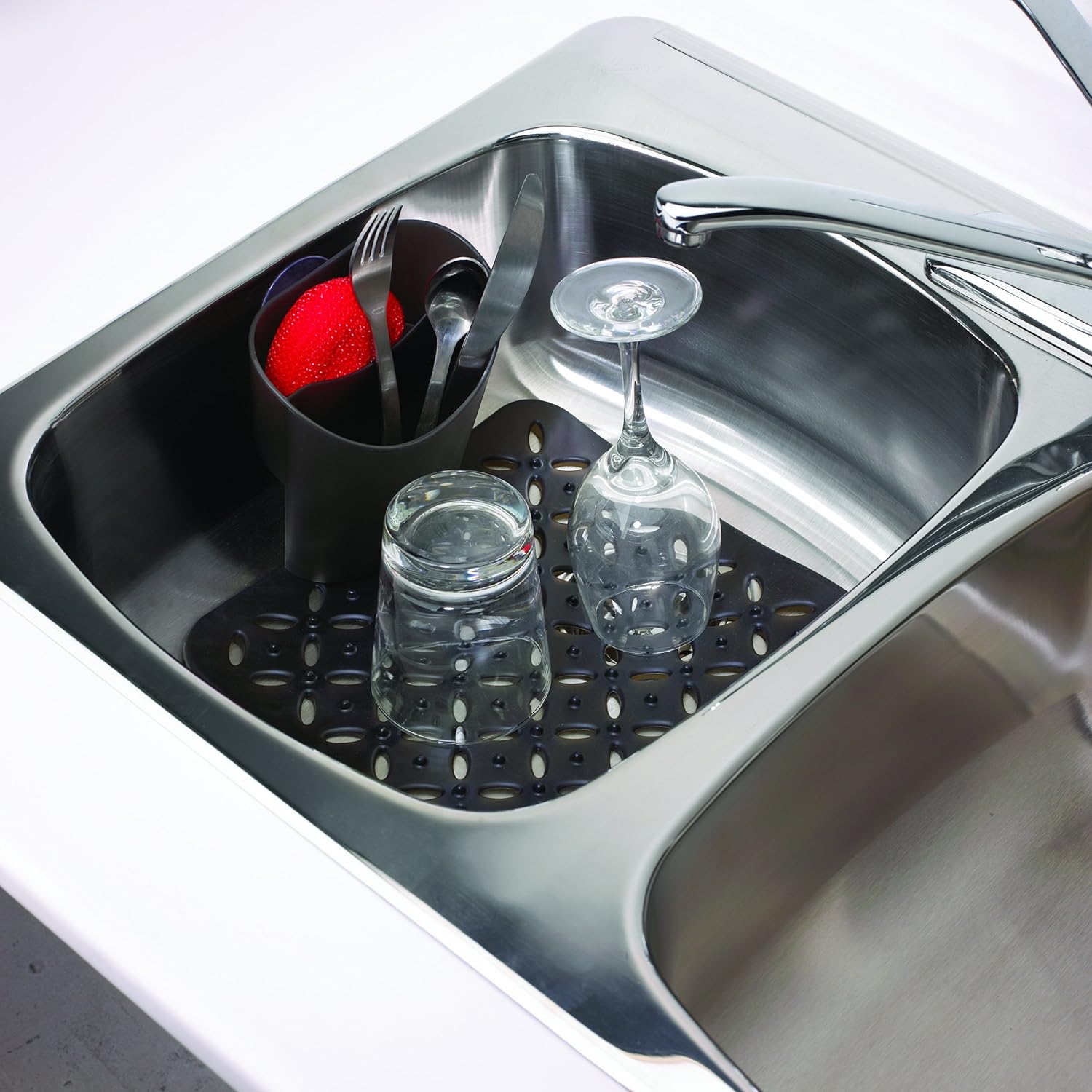 Umbra Sinkit Sink Liner with Attached Utensil Caddy, Smoke Amazon.co