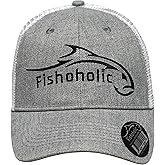 Fishoholic Snapback Baseball Fishing Hat - Mesh Trucker Fishing Gift for Dad Father