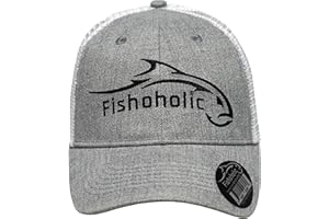 Fishoholic Snapback Baseball Fishing Hat - Mesh Trucker Fishing Gift for Dad Father