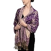Achillea Reversible Paisley Pashmina Rave Scarf – Exotic Indian Shawls and Wraps for Evening Dresses, Festivals, All Seasons