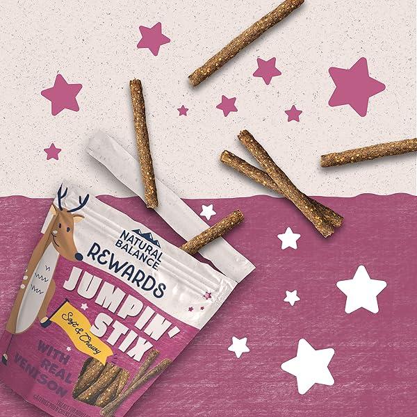NATURAL BALANCE LIMITED INGREDIENT REWARDS JUMPIN’ STIX, GRAIN-FREE DOG TREATS FOR ADULT DOGS OF ALL BREEDS, VENISON RECIPE, 10 OUNCE (PACK OF 1)