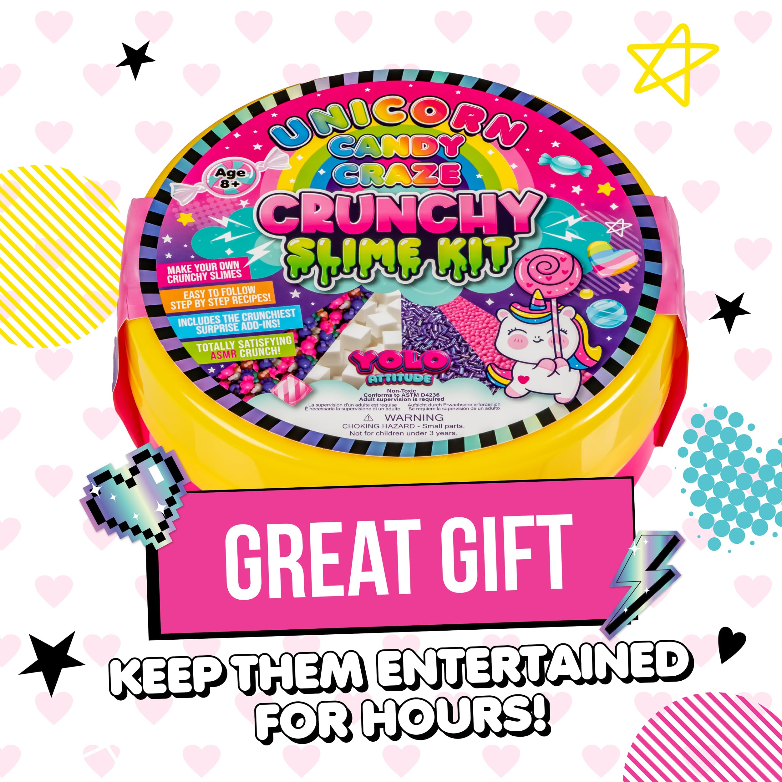 YOLO Unicorn Candy Craze Slime Kit - DIY Slime Making Set for Girls 8-12 with 40+ Magical Add-ins, Glitter & Cloud Slime Supplies