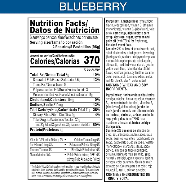 POP-TARTS TOASTER PASTRIES, BREAKFAST FOODS, KIDS SNACKS, FROSTED BLUEBERRY (12 POP-TARTS)