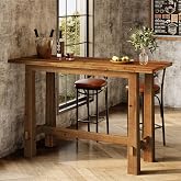 TRIBEWOOD Solid Wood Bar Table, 63-Inch Farmhouse Bar Height Pub Table for Kitchen Dining Room, Rustic Wooden Bistro Table with Sturdy Legs for Home Bar, Apartment, Cafe, Natural Brown