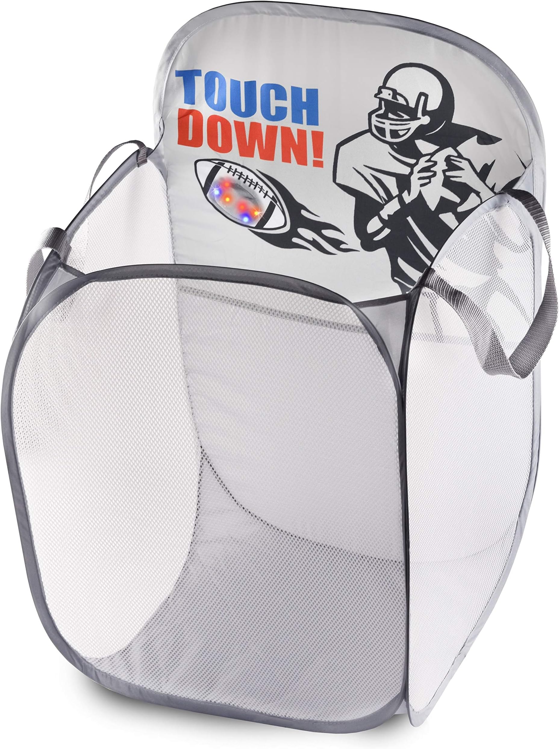 Kids Fun LED Football Light-Up Mesh Pop-up Hamper, Collapsible Space Saving and Easy to Store, Reinforced Heavy Duty Side Carry Handles