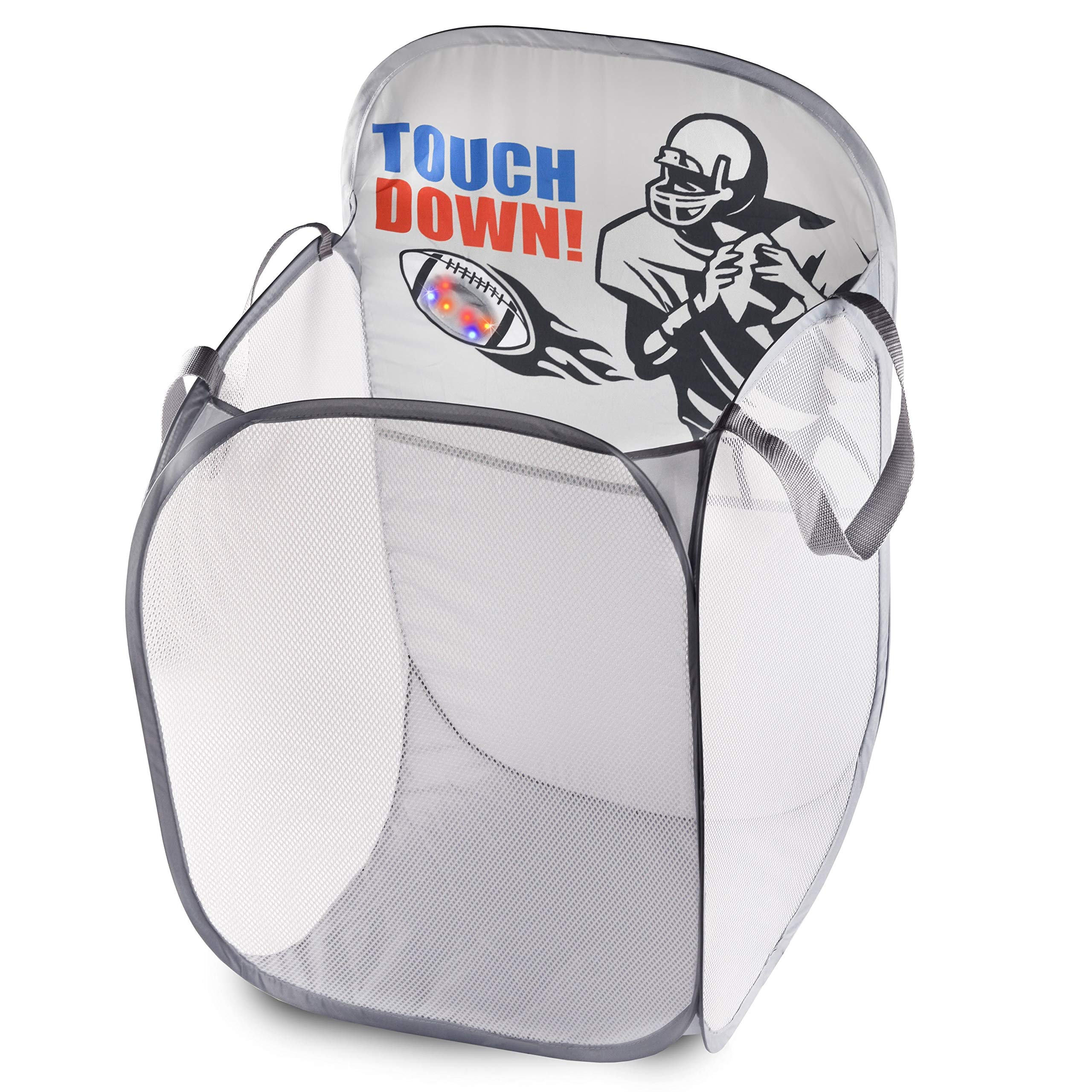 Kids Fun LED Football Light-Up Mesh Pop-up Hamper, Collapsible Space Saving and Easy to Store, Reinforced Heavy Duty Side Carry Handles