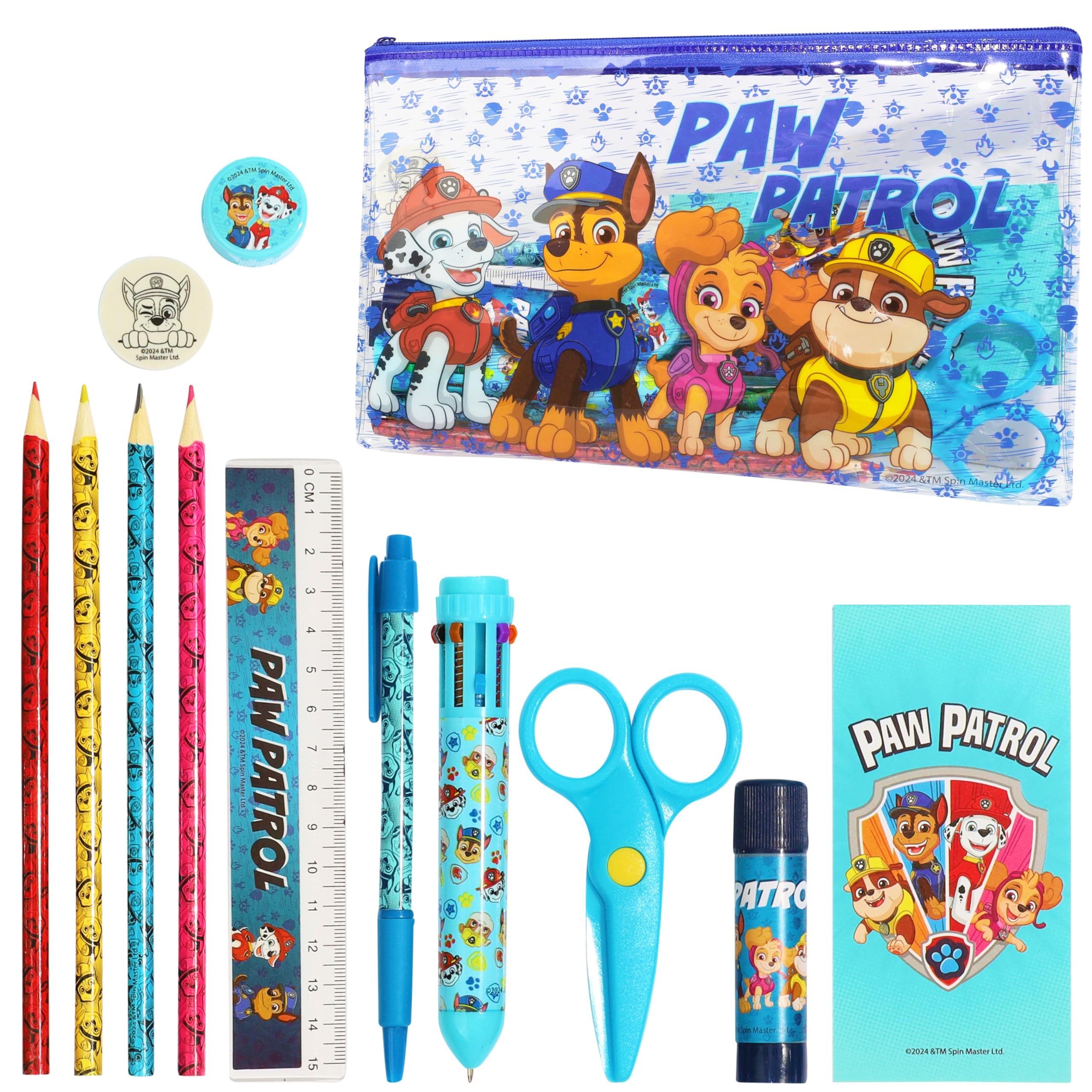 Paw Patrol Kids Pencil Case and Stationery Supplies Set for Preschool Nursery Notebook Colouring Pencils Pen, Kids Gifts