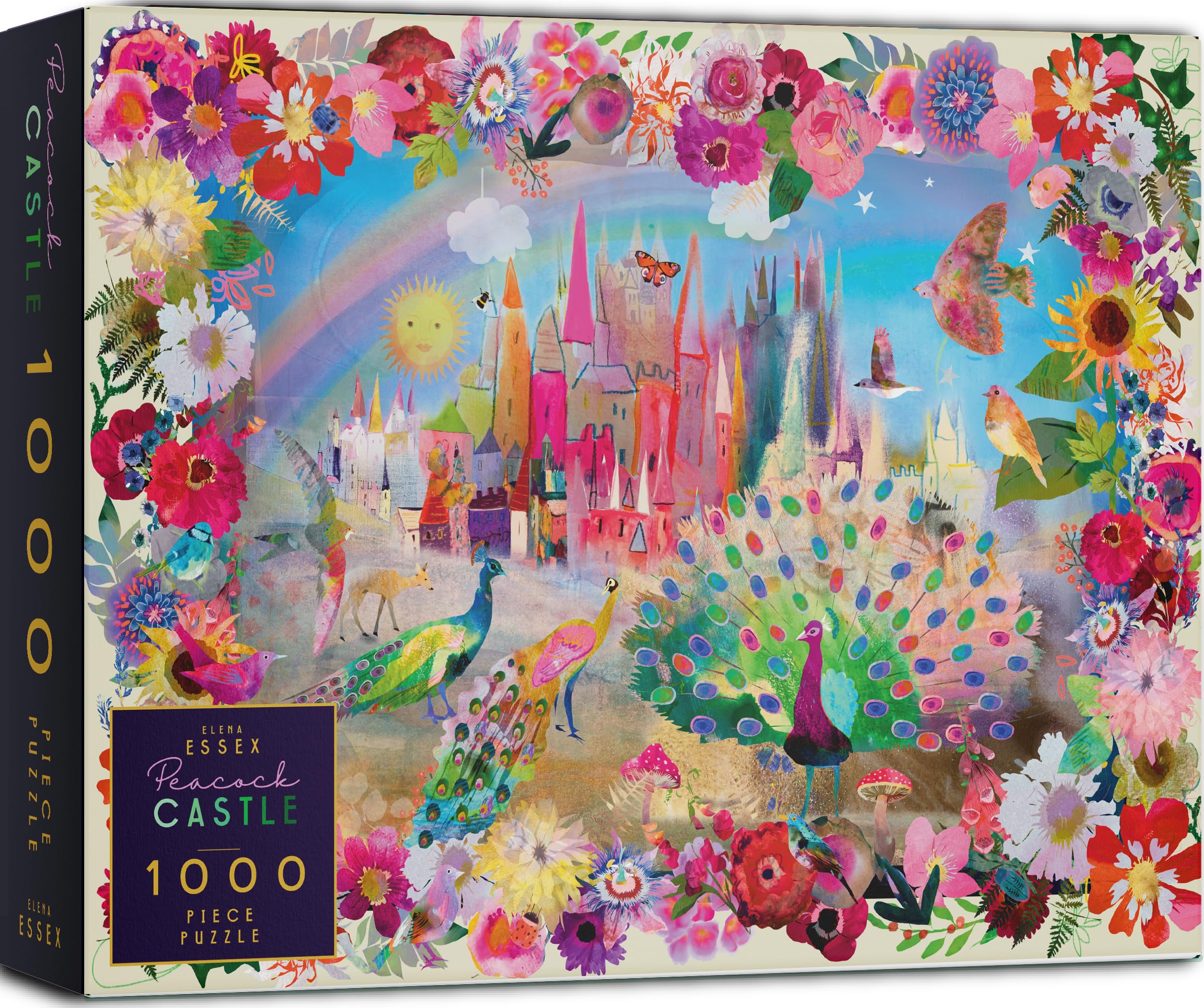 Elena Essex Jigsaw Puzzles 1000 Pieces - Peacock Castle, Puzzles for Adults 1000 Pieces, 1000 Piece Puzzle, Colorful Cool Dream Art Magical Puzzle, Size 28x20 inches