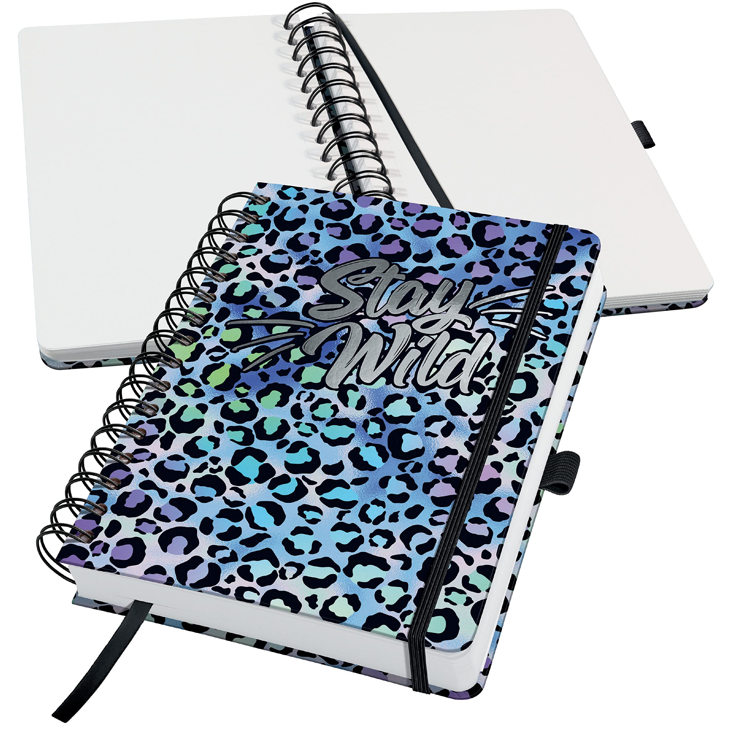 SIGEL JN652 Jolie Spiral notebook, Blue Leo Love, blank, 120 gsm, 16,8 x 21,5 cm, hardcover, 240 pages, Blue, purple, Black