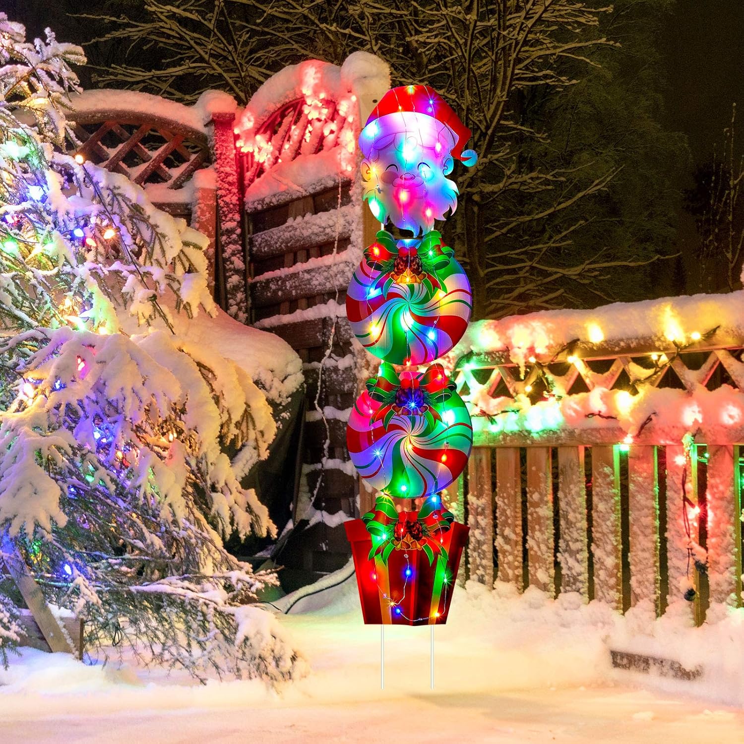 Christmas Yard Signs Stakes Decorations Garden Lawn Stakes Xmas Plastic