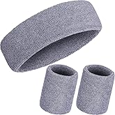 WILLBOND 3 Pcs Sweatbands Set 80s 90s Neon Sports Headband Tennis Striped Sweat Band Sports Competitions Games for Men Women Party Supplies