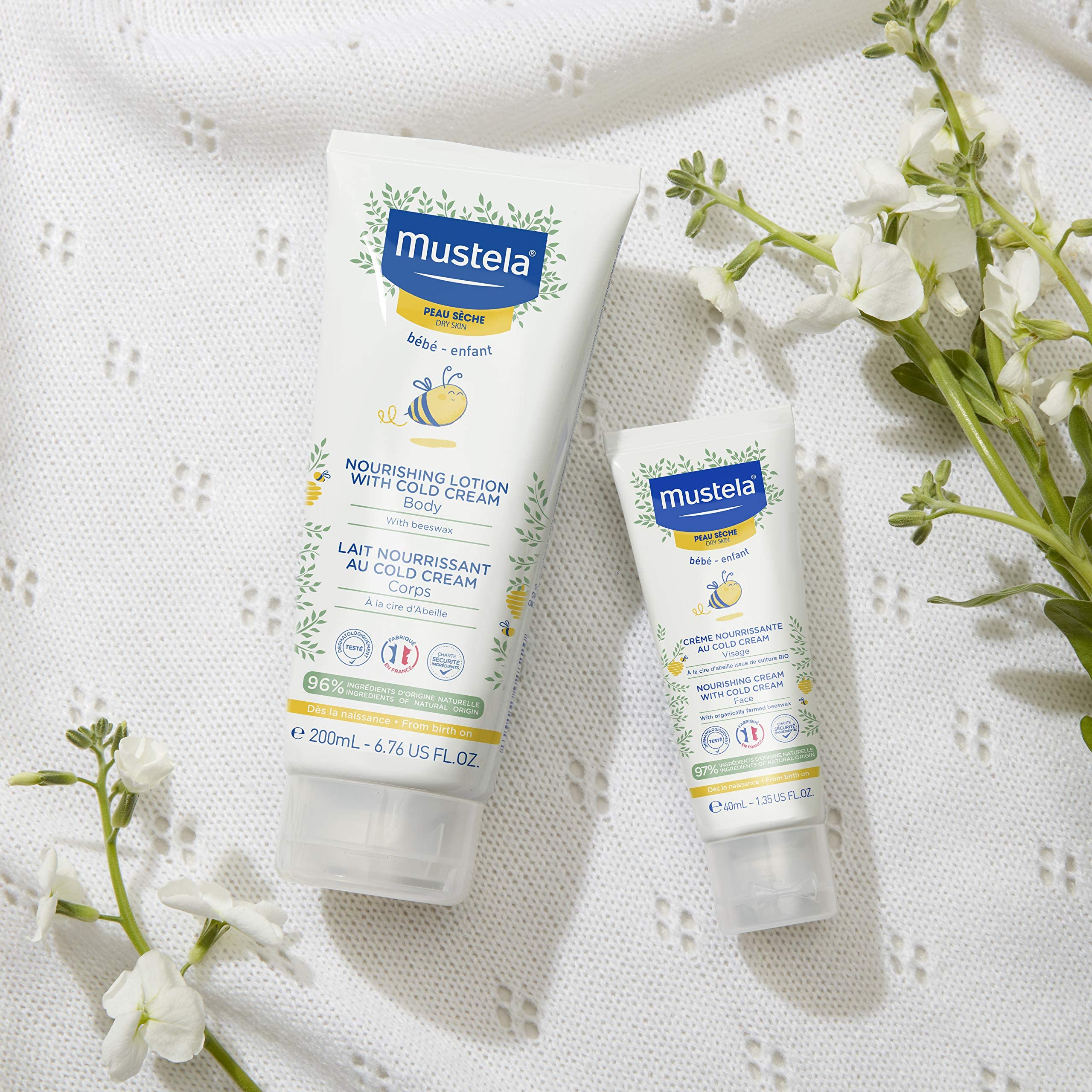 Mustela Baby Nourishing Face Cream – Daily Moisturizer for Dry Skin - with Natural Avocado, Cold Cream & Beeswax - 1.35 fl. oz. – Packaging may vary