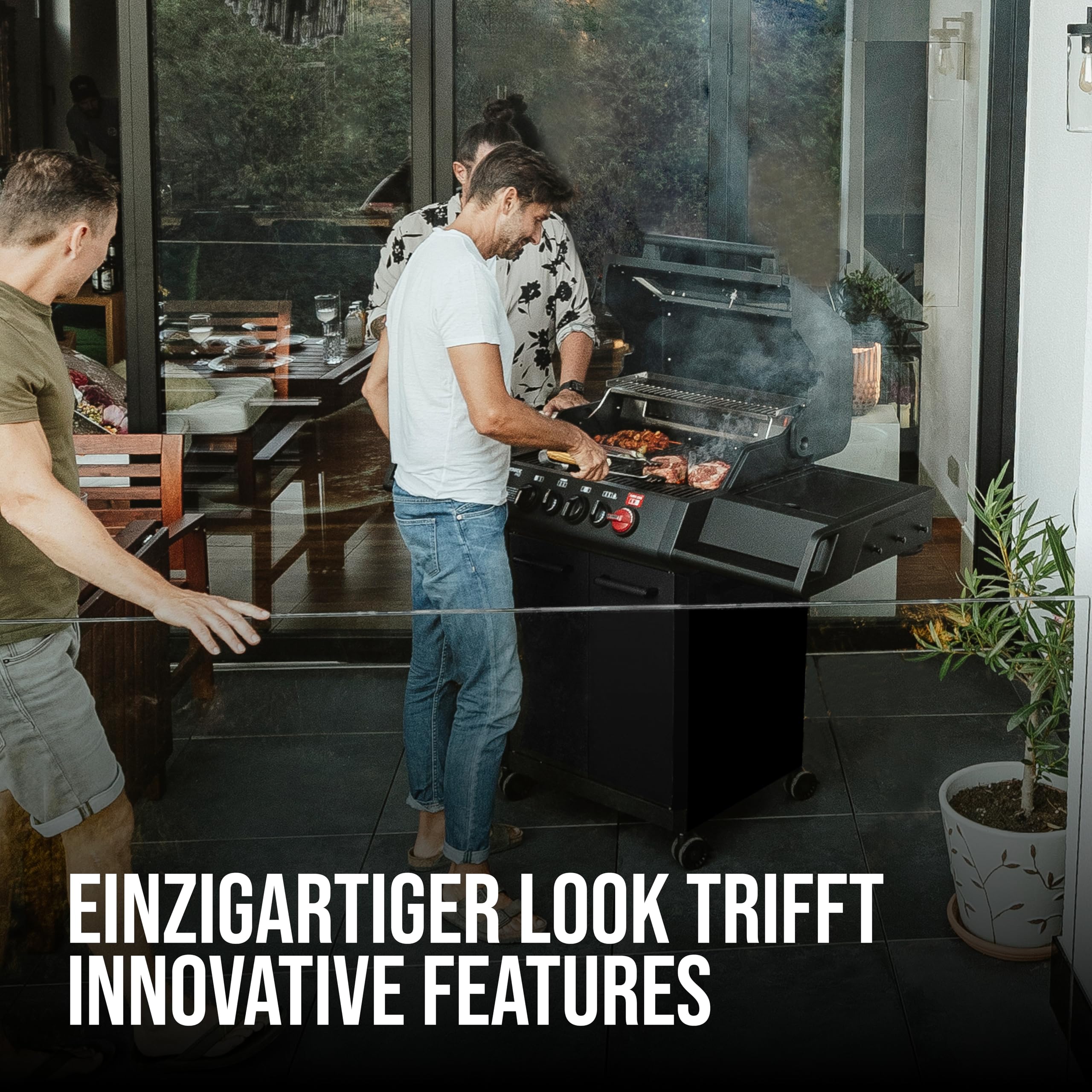 Enders® Gasgrill MONROE PRO 3 SIK TURBO SHADOW, 3-Brenner, Infrarot-Backburner, Seitenkocher, PanoVision Sicht, SWITCH GRID™ mit Sear Grate, HEAT RANGE™, 800 °C TURBO ZONE™, SIMPLE CLEAN™ #8381 2