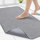 Smiry Bath Mat 17x27, Ultra Thin Bathroom Rugs, Non Slip Rubber Backing Machine Washable Quick Dry Absorbent Bath mat for Bathroom Floor, Tub, Shower, Home Decor Accessories, Medium Grey