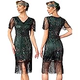 MTITE Women's Flapper Dresses 1920s Great Gatsby Dresses Sequin Fringed Roaring 20s Cocktail Dress