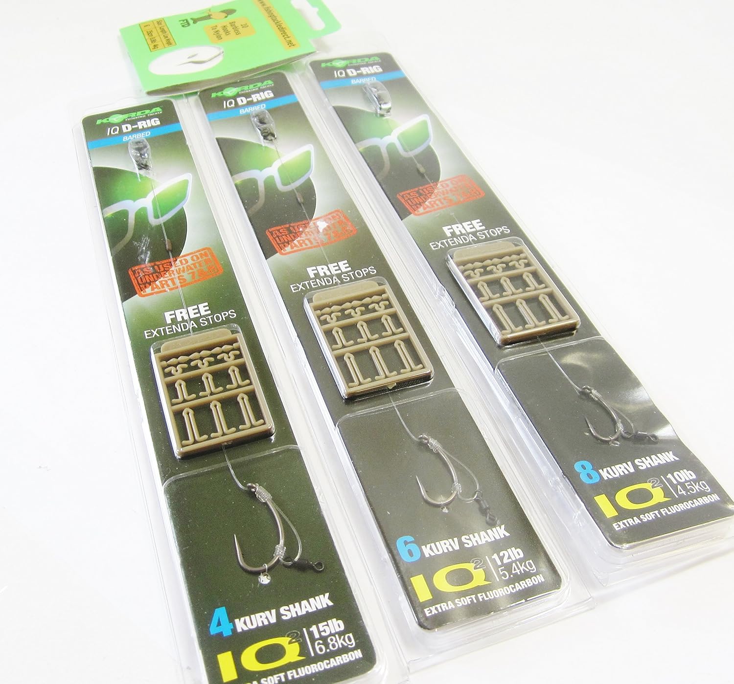 Fishing Tackle Direct FTD 3 x Korda IQ DRigs Tied to flurocarbon