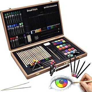 Artina 89-teiliges XXL Malset Genova mit Malkoffer - Wachsmalstifte, Buntstifte Set, Wasserfarben, Pastelle, Pinsel, Zeichenset