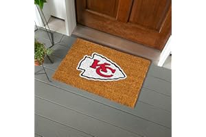 TEAM SPORTS AMERICA NFL Kansas City Chiefs Natural Coir Doormat, Official Full Color Team Logo, 28 x 16 Inches, Non Slip Back, Front Door Welcome Floor Mats, Indoor Outdoor Entrance Home Décor