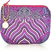 Handmade Jewelry Pouch Women Coin Purse Brocade Zipper Wallet Silk Rosary Bag - Magenta