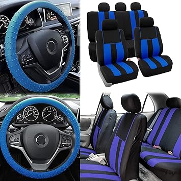 Car Seat Covers for Auto SUV Van Truck 3 Row Pink w//Steering Wheel//Belt Pad