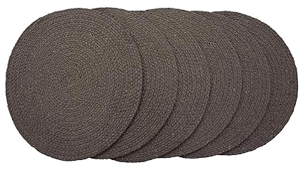 Kridhay Natura Life Cotton Round Dining Table Placemats (15-inch, Brown) -Set of 6
