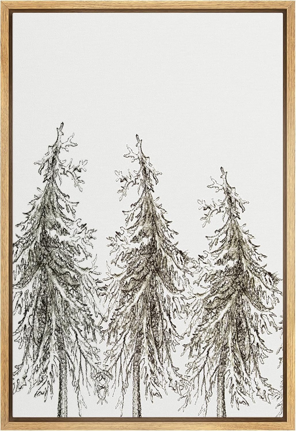 Posters & Prints - SIGNWIN Framed Canvas Wall Art Tall Trees Geometric Patterns Digital Art Modern Art Contemporary Relax/Calm Black and White for Living Room, Bedroom, Office - 16