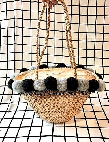 woven pom pom bag