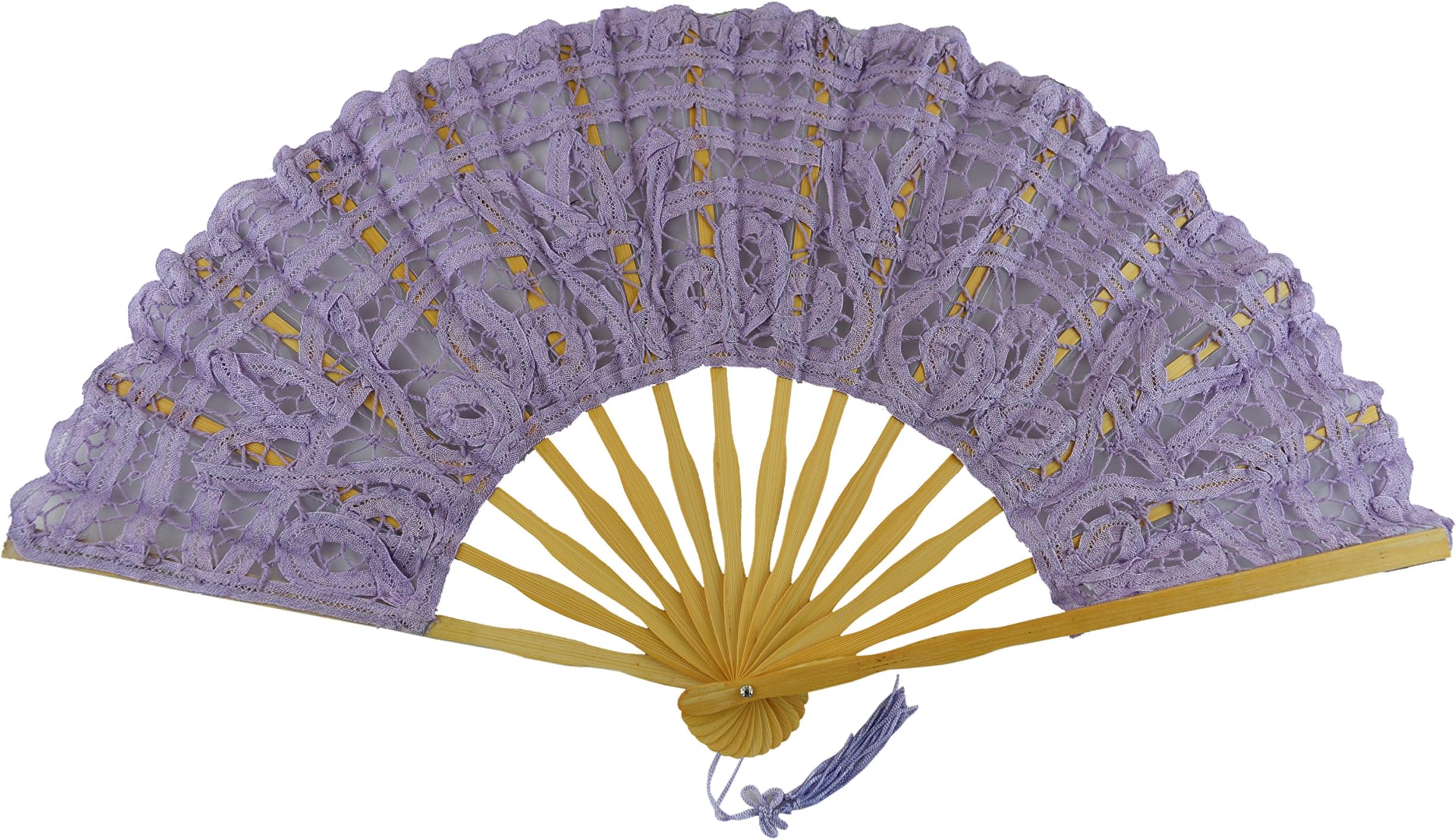 Lace Hand Fan Light Purple - Open length 50cm / 20" by Gothi Creations Bridal, Dance, Party Favours ( Light Purple)
