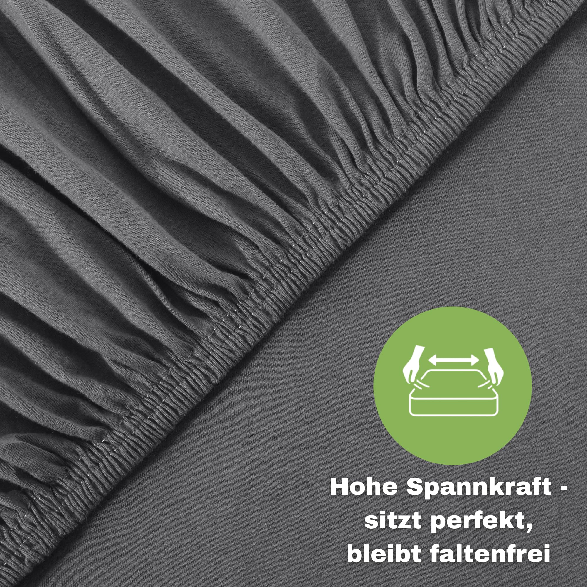 leevitex® Spannbettlaken 180x200cm - 200x200cm | Spannbetttuch Bettlaken | 100% Jersey Baumwolle | Matratzenhöhe bis 25 cm | Ökotex | Anthrazit 2