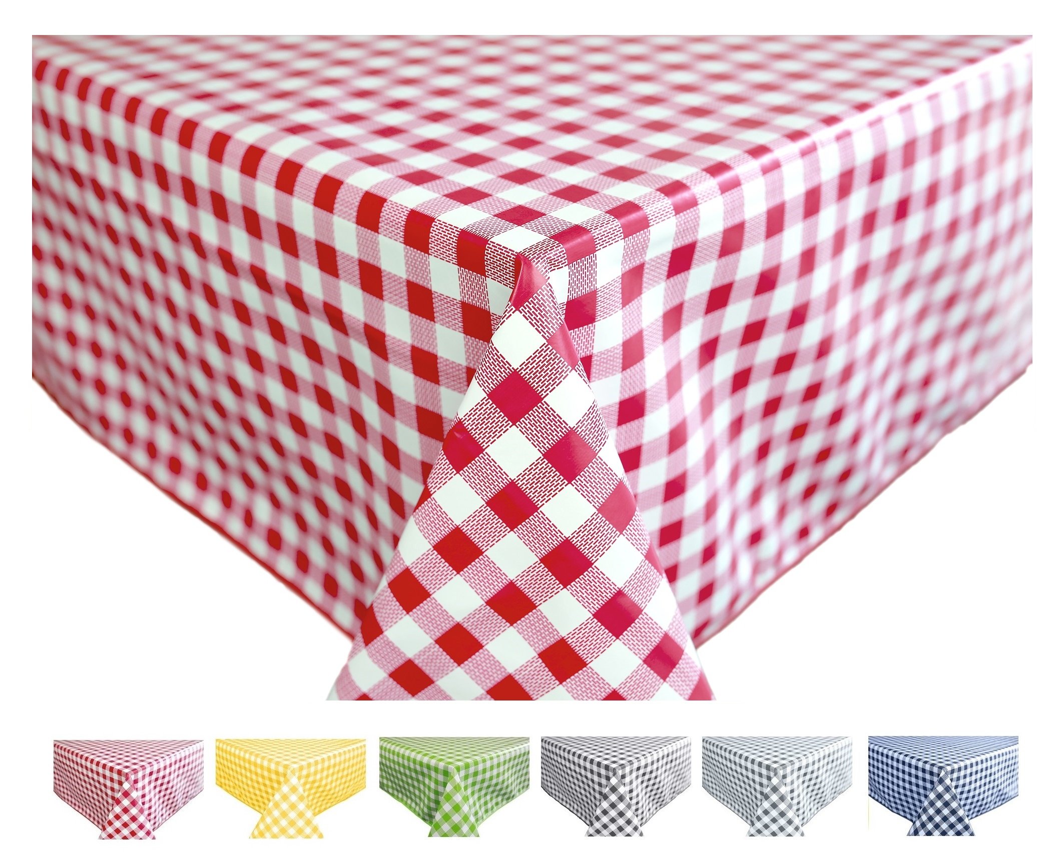 Home Direct Rectangular Oilcloth PVC Wipe Clean Tablecloth Table Cover 140cm x 200cm 55x78 Gingham Check Red
