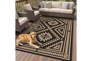 GENIMO Outdoor Rug for Patio Clearance - 5x8 ft Waterproof Plastic Camping Rugs, Reversible Outside Rv Mat Carpet for Porch, 