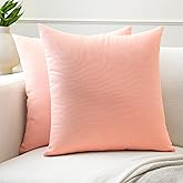 Encasa XO Throw Pillow Covers 18x18 in Set of 2 Powder Pink | No Inserts | Cotton Pillow Covers for Living Room, Bed, Sofa, Couch | Decorative Cushion Covers with Improved Zipper