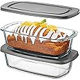 Superior Glass Loaf Pan With Cover - 2-Piece Meatloaf Pan With BPA-free Airtight Lids - Grip Handles for Easy Carry from Hot