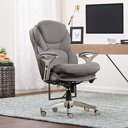 Serta Works Ergonomic Executive Office Chair With Back In Motion Technology Gray Bonded Leather