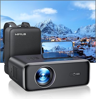WiMiUS 4K Projector P62 1080P 38000L, WiFi6 Bluetooth Auto Focus Keyston Short