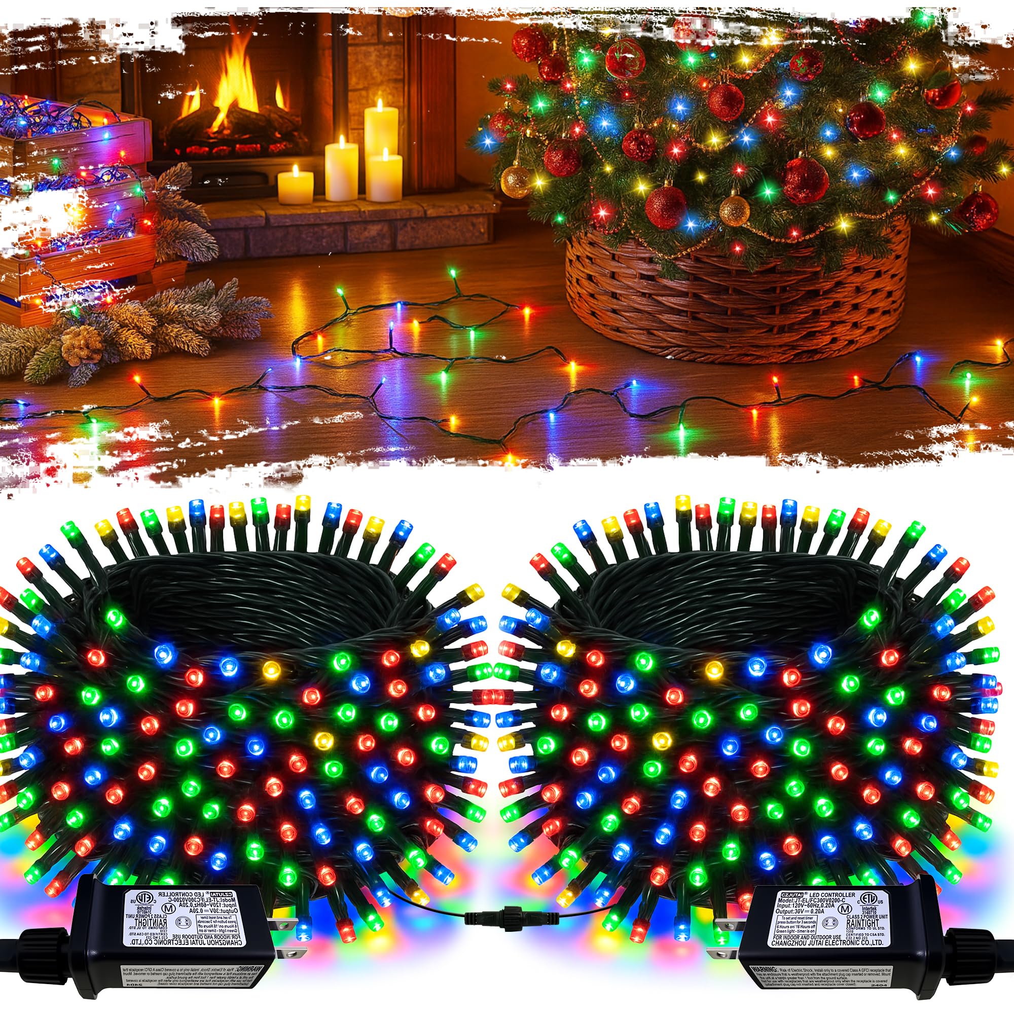 Photo 1 of [2Pack]Connectable Christmas String Lights Multicolored, 210FT 600LED Christmas Lights for Outside/Indoor, Plug In Christmas Tree Lights with 8 Modes, TwinkleString Lights for Holiday Party