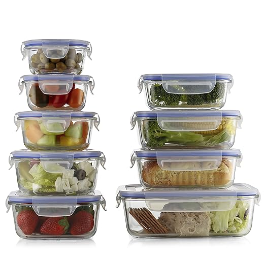 prestee Premium 18-PC cristal Set de almacenamiento de alimentos 9 ...