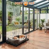 COZY PET 36 Inch Dog Crate with Metal Tray Two Doors Fold Flat Black view 6