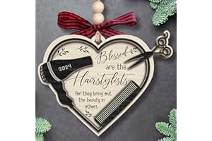 PAWZITY Hairdresser Gifts for Women - Hairdresser Ornament, Hair Stylist Ornament, Barber Christmas Ornament, Cosmetology Ornament - Gifts for Hairdressers Female, Hair Stylist Gifts - Wood Christmas Ornament
