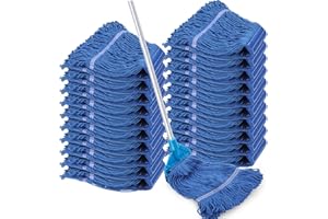 Seewey 20 Pieces Commercial Mop Head Bulk Replacement Floor Cleaning Refills Heavy Duty Commercial Wet Mop Heads for Home Industrial Cleaning