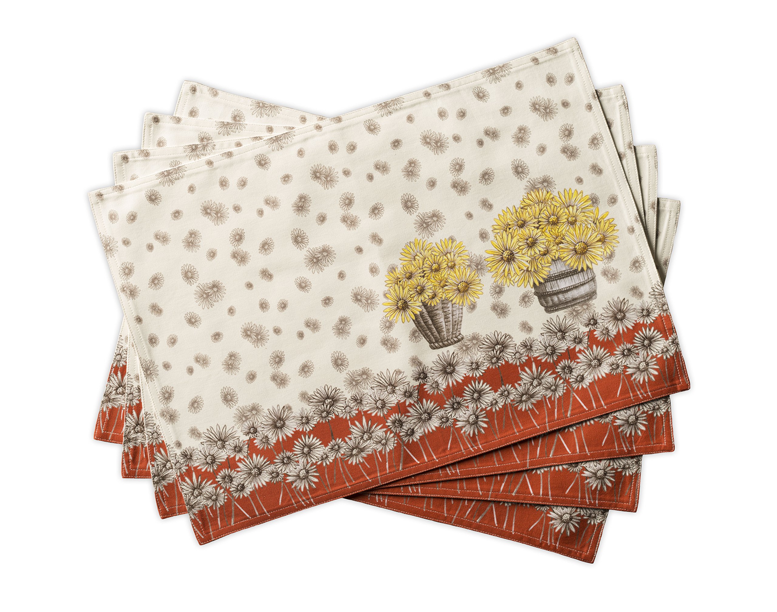 Maison d' Hermine Placemats Set of 4 100% Cotton Washable Cloth Place Mats, Reusable Table Mats for Christmas Decorations Kitchen Dining Party Wedding Restaurant (Bagatelle, 33 CM x 48 CM) — image 1