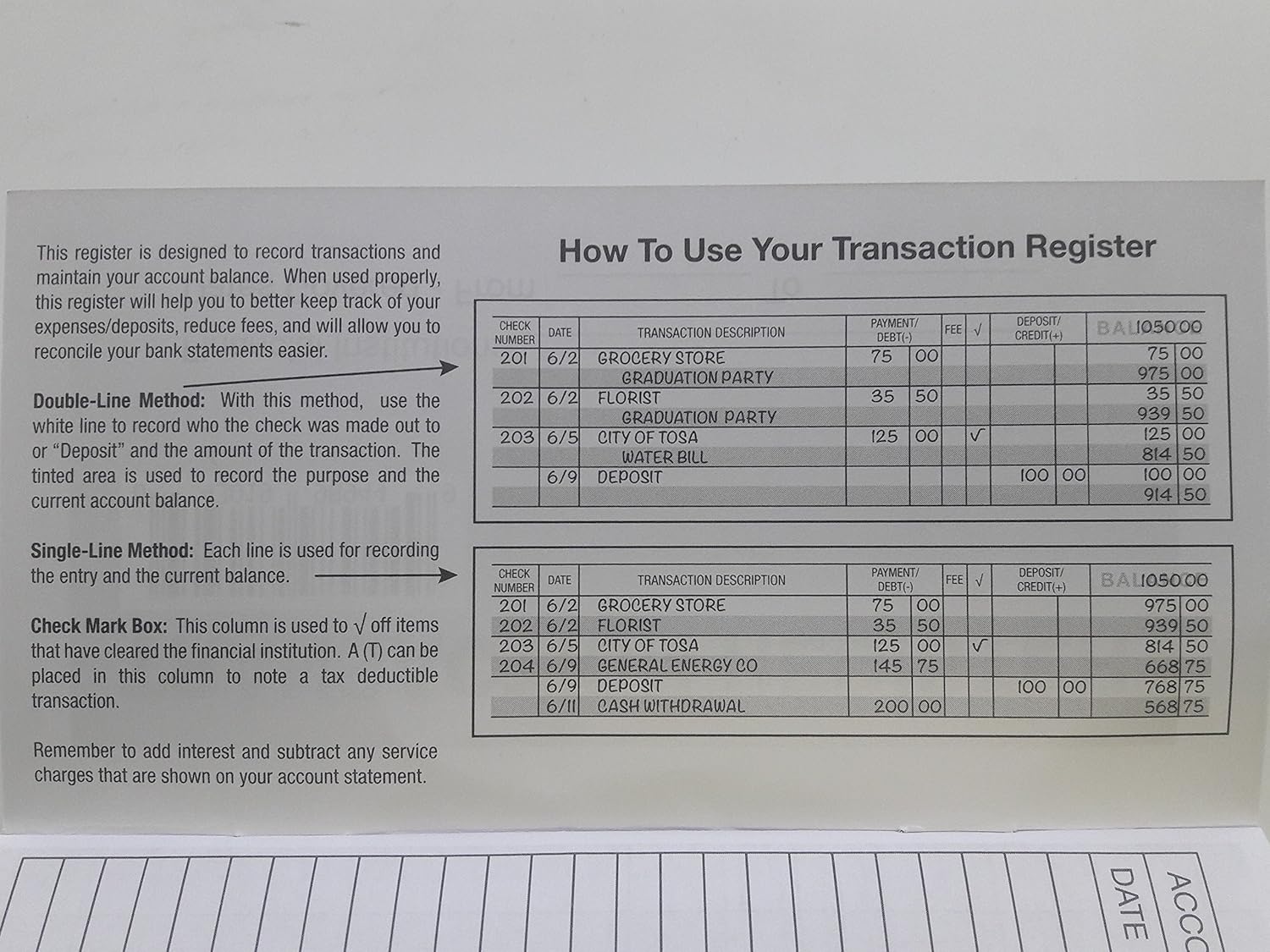 5 - Checkbook Registers - 2021-22-23 Calendar Transactions Checking Book Bank : Office Products